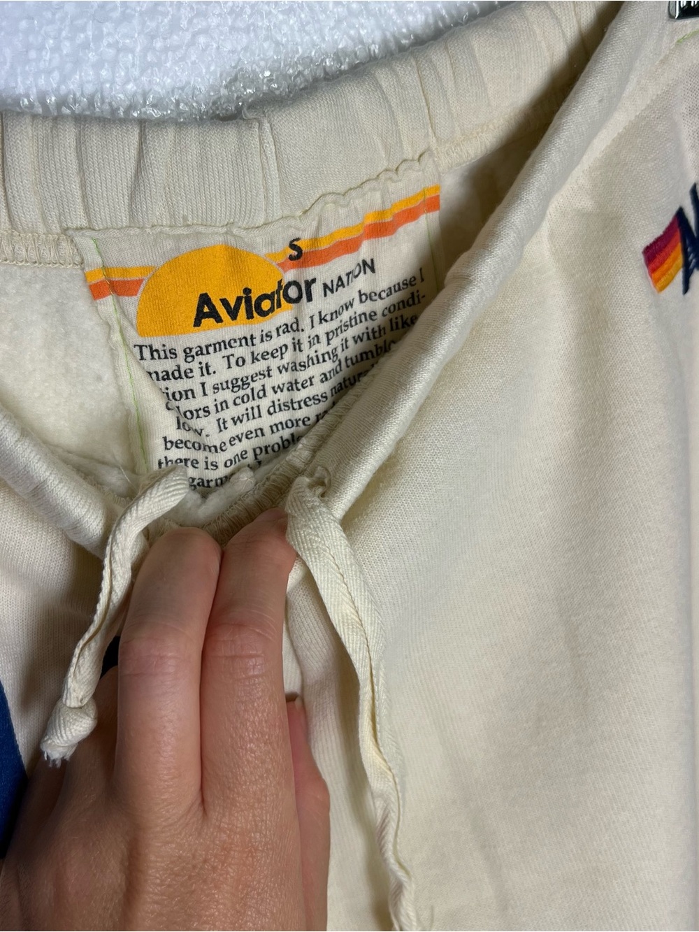 Aviator nation logo cream off white jogger pants size S - Picture 3 of 6